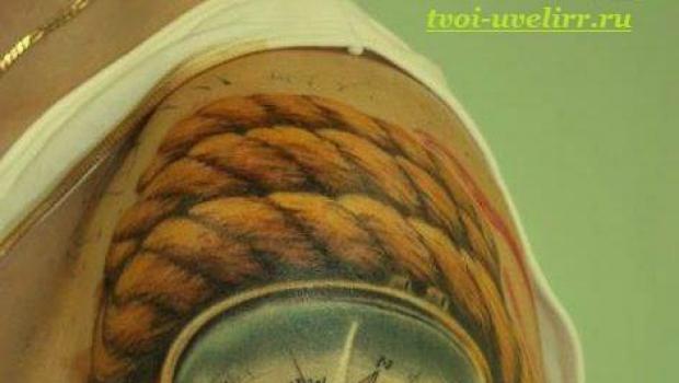 Vegvisir tetoválás.  Iránytű tetoválás.  Az iránytű tetoválás jelentése.  Vázlatok és fotók az iránytű tetoválásról Amulet Viking iránytű jelentése